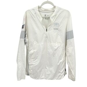 Packers Nike Windbreaker Jacket Small White NFL On Field 1/4 Zip Pullover